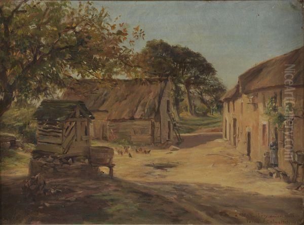 La Cour De Ferme Oil Painting by Fernand Calmettes