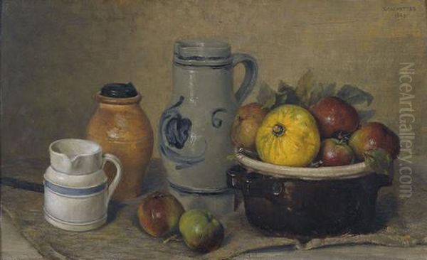 Stillleben Mit Fruchten Und Krugen Oil Painting by Fernand Calmettes