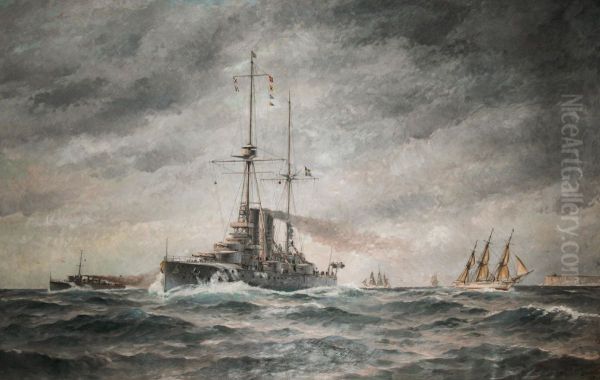 Painting in the officers' club in Berga navy base, Sweden Oil Painting by unknown