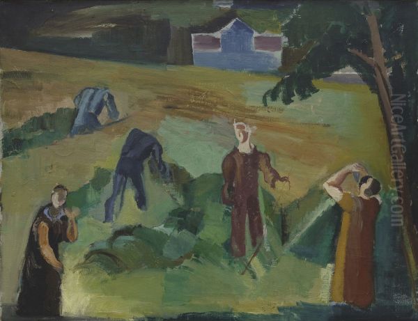 Hostfolk Oil Painting by Bjarne Ness