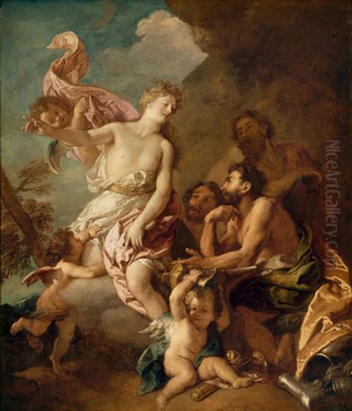 Venus asks Vulcan to forge Aeneas' armour Oil Painting by Charles de La Fosse