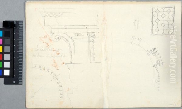 Study for an Entablature in the Church of Hotel des Invalides, Paris. Also a window Oil Painting by Claude Audran III