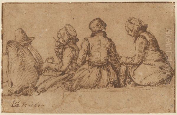 Peasants at Rest Oil Painting by Jacob de Gheyn II