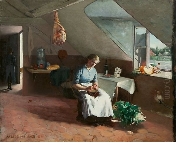 French kitchen interior Oil Painting by Asta Norregaard