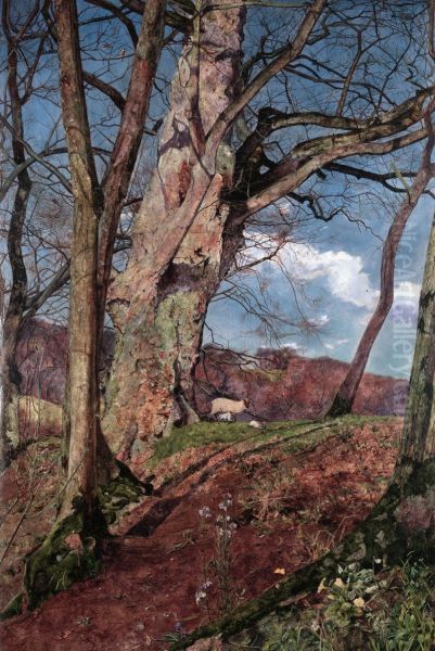 A Study, in March Oil Painting by John William Inchbold