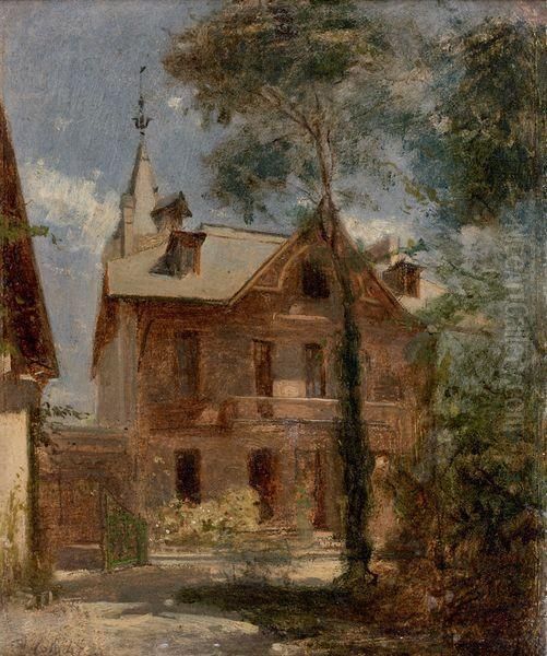 Maison A Honfleur Oil Painting by Adolphe Felix Cals