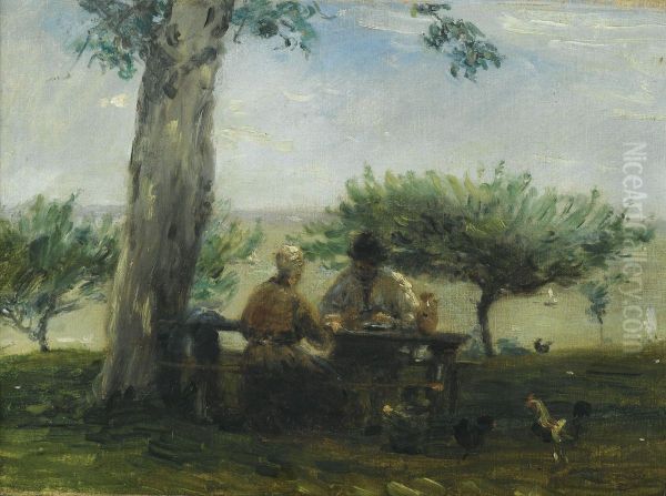 Le Jardin De La Ferme Saint Simeon, Honfleur Oil Painting by Adolphe Felix Cals