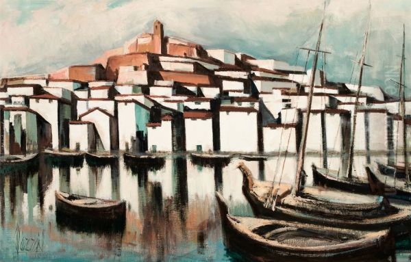 Pueblo marinero. Oil Painting by Jose Perez Gil