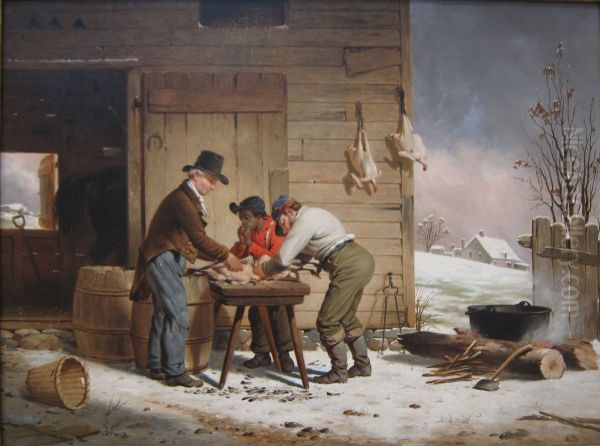 Preparing for Christmas Oil Painting by Francis William Edmonds