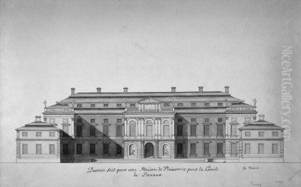 Chateau de Roissy. Elevation of main facade Oil Painting by Nicodemus Tessin the Younger