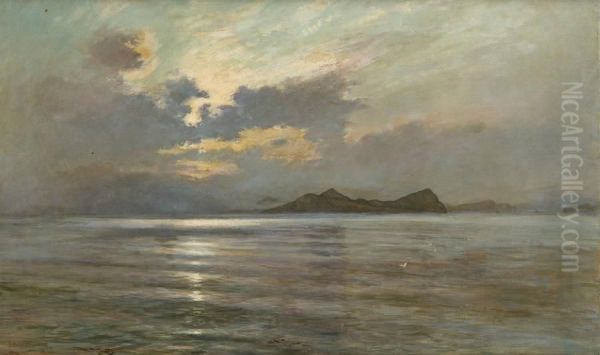 Coucher De Soleil Sur La Manche Oil Painting by Edwin Sherwood Calvert