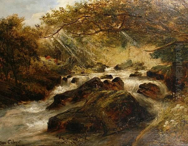 On The Lyn, Devon Oil Painting by Samuel W. Calvert