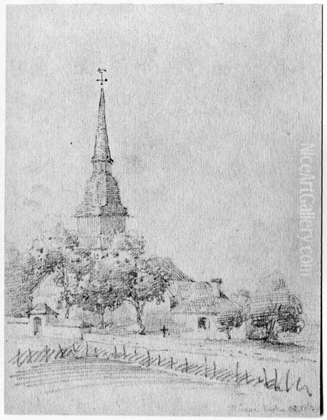 Wanga kyrka Oil Painting by Fredrik Wilhelm Scholander