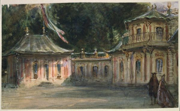 3. Fran Drottningholm. Kina slott Oil Painting by Egron Lundgren