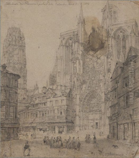 Cathedrale de Rouen, portail de la Calende Oil Painting by Carl Johan Billmark