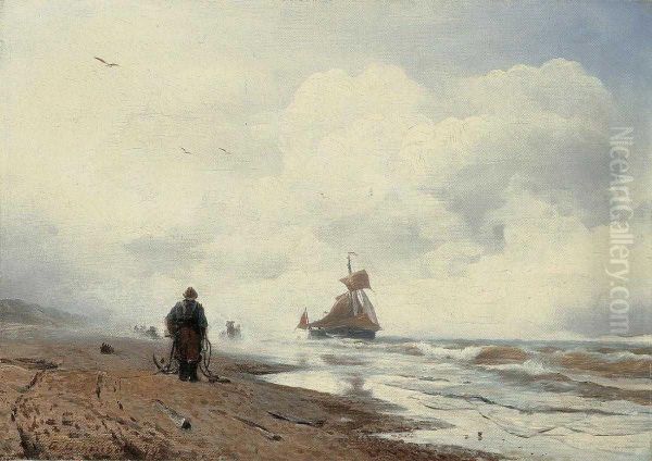 On the coast Oil Painting by Andreas Achenbach