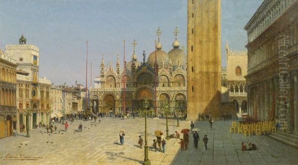 Piazza San Marco Oil Painting by Ercole Calvi