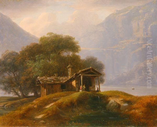 Veduta Del Lago Di Como Oil Painting by Ercole Calvi