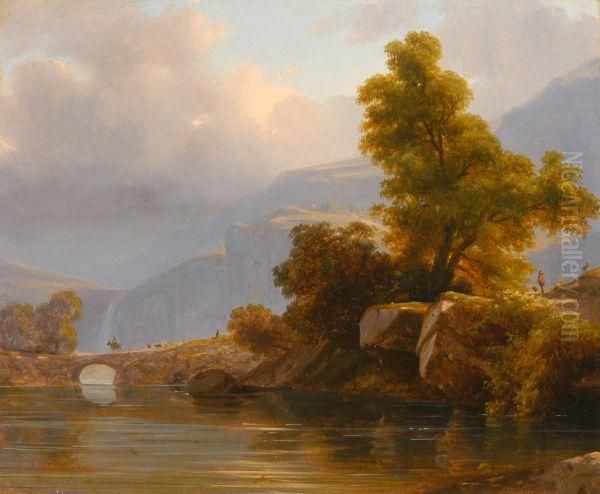 La Val Sabbi Sul Bresciano Oil Painting by Ercole Calvi