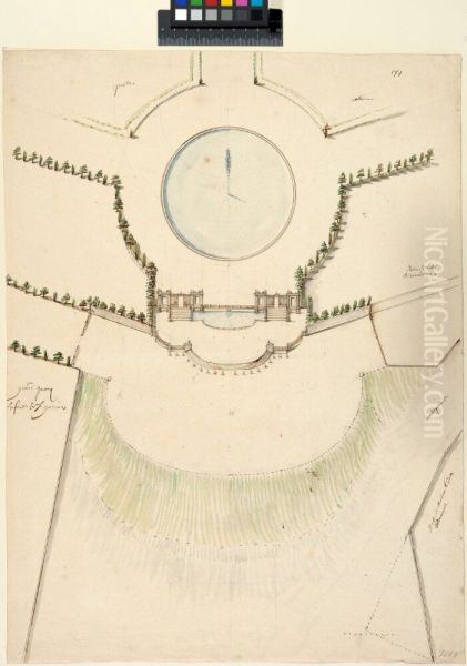 Design for an Entrance Gate between the Grand Parterre and Avenue des Loges at Saint-Germain-en-Laye Oil Painting by Andre Le Notre