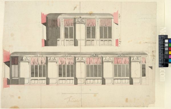 Uppsala University Library at Gustavianum. Wall elevations of the southern library room Oil Painting by Carl Harleman