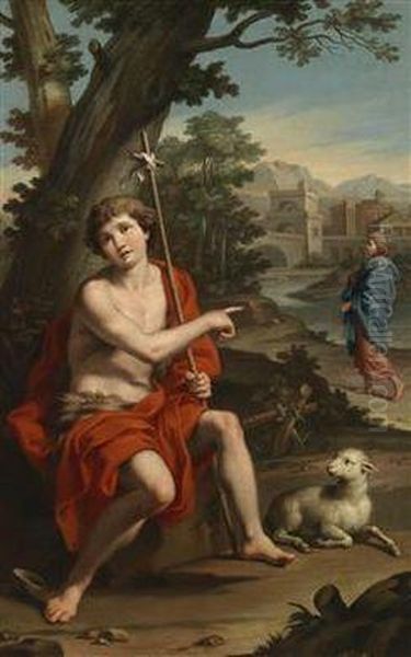 St. John The Baptist In A Landscape Oil Painting by Jacopo Alessandro Calvi Il Sordino