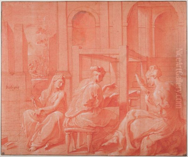 Alcytoe and her Sisters Oil Painting by Francesco Primaticcio