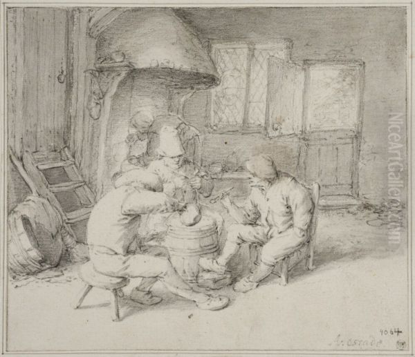 Interior of a Tavern Oil Painting by Adriaen van Ostade