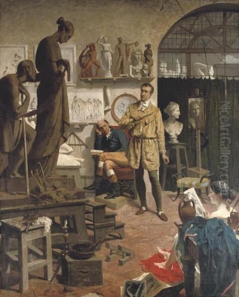 Canova In His Studio Oil Painting by Pompeo Calvi