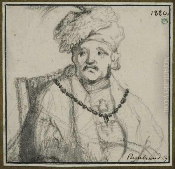 Man kladd i palshatt Oil Painting by Rembrandt