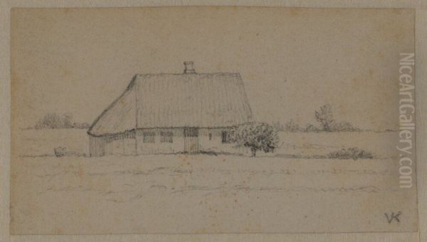 Landskap med hus Oil Painting by Vilhelm Kyhn