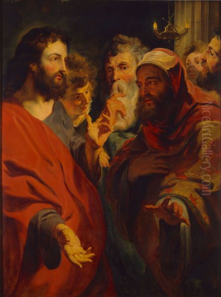 Christ instructing Nicodemus Oil Painting by Jacob Jordaens