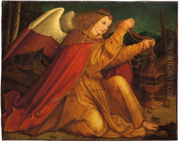 L'Ange thuriferaire vetu d'une tunique jaune Oil Painting by Bernhard Strigel