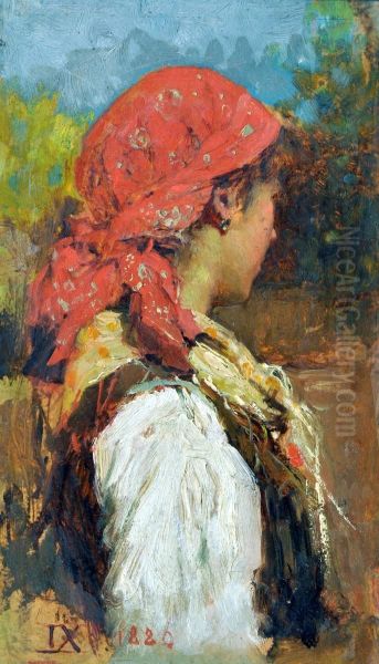 Peasant woman Oil Painting by Luigi Nono