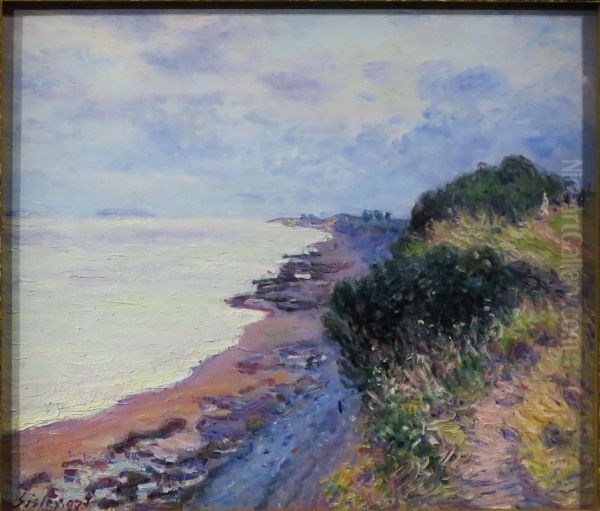 La falaise de Penarth, le soir, temps orageux Oil Painting by Alfred Sisley