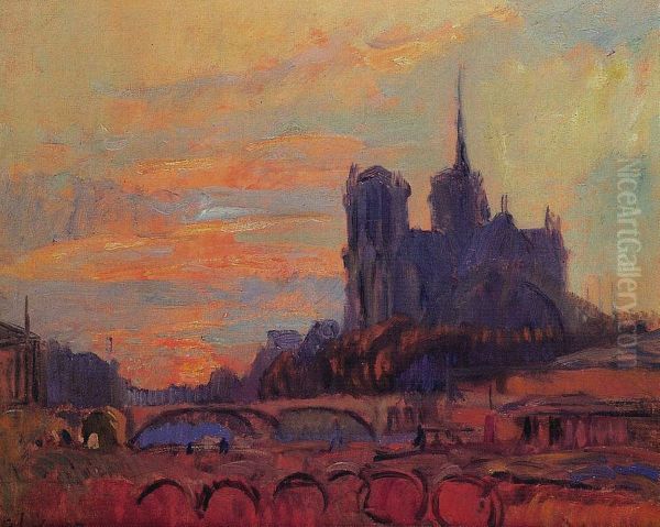 Notre Dame de Paris Oil Painting by Albert Lebourg