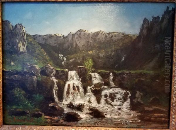 Waterfall at Ornans Oil Painting by Gustave Courbet