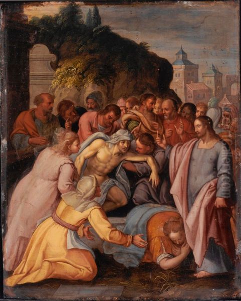 The raising of Lazarus Oil Painting by Denys Calvaert