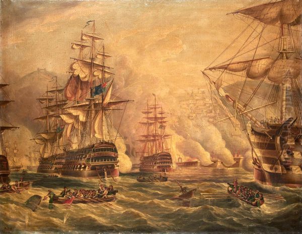 The Bombardment of Algiers, 27 August 1816 Oil Painting by Richard Ball Spencer