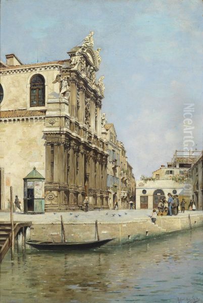 Obstverkaufer vor Santa Maria del Giglio in Venedig Oil Painting by Rafael Senet Perez