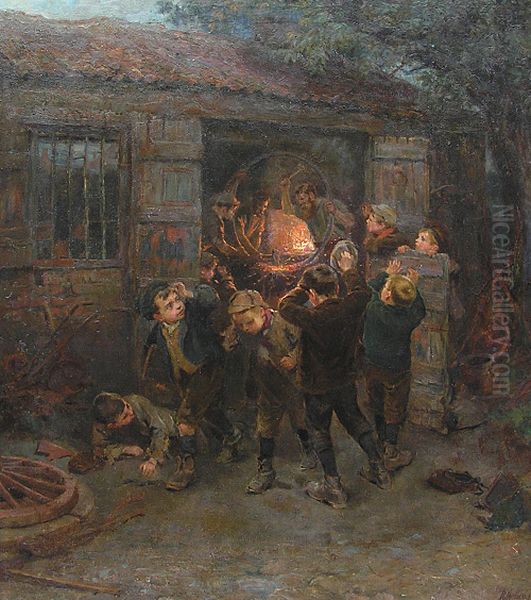 The Forge. Oil Painting by Ralph Hedley