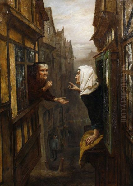 An argument from opposite premises. Oil Painting by Ralph Hedley