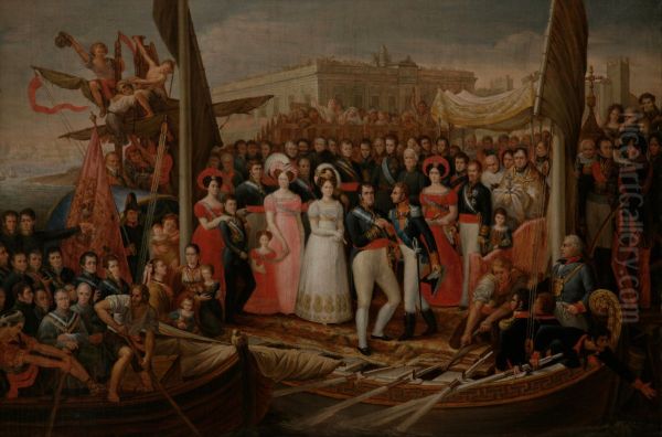 Desembarco de Fernando VII en el Puerto de Santa Maria Oil Painting by Jose Aparicio