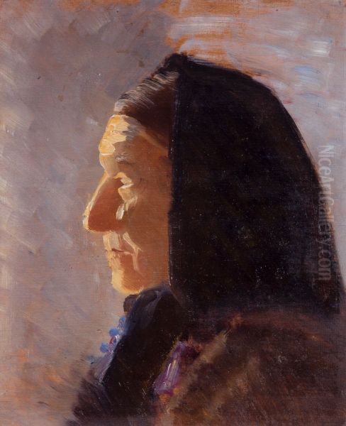 Profile of a woman from Skagen Oil Painting by Anna Ancher