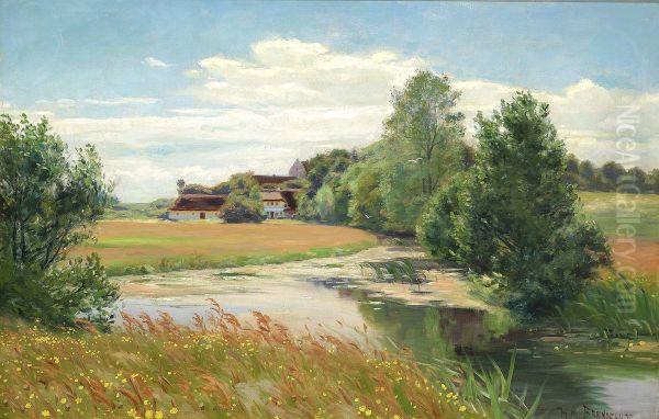 The parsonage of Dalum on the island of Funen. Oil Painting by H. A. Brendekilde