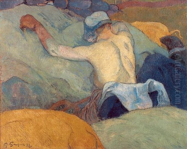 Woman with pigs (In the full heat of the day) Oil Painting by Paul Gauguin