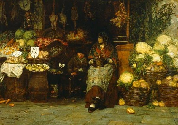 The female greengrocer Oil Painting by Luigi Nono