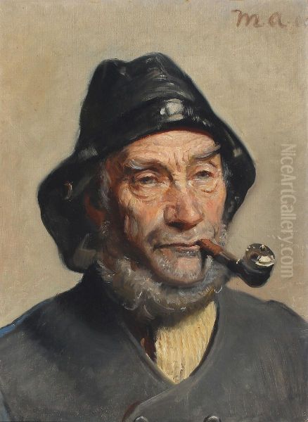 Portrait of a fisherman. Oil Painting by Michael Peter Ancher