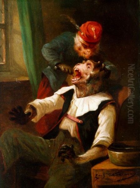 The monkey dentist Oil Painting by Zacharie Noterman