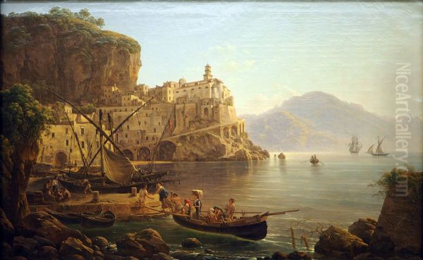 View of Atrani near Amalfi Oil Painting by Josef Rebell